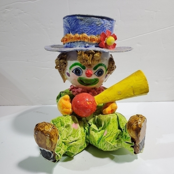 Vintage paper mache sitting Clown Lucie Sable Imports - Picture 1 of 10